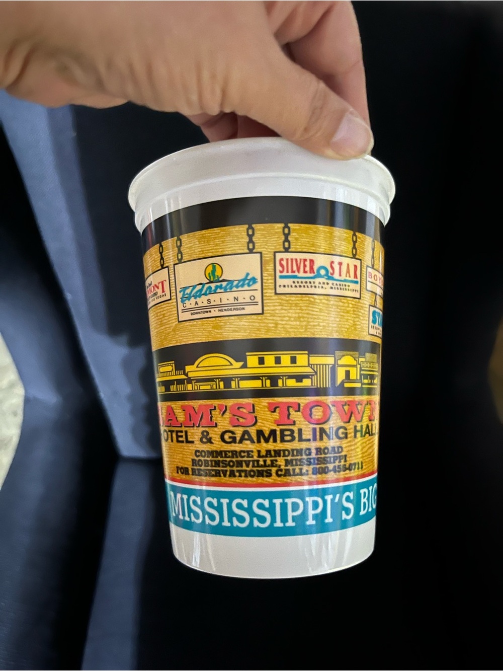 Casino Souvenir Cup - White and Yellow
